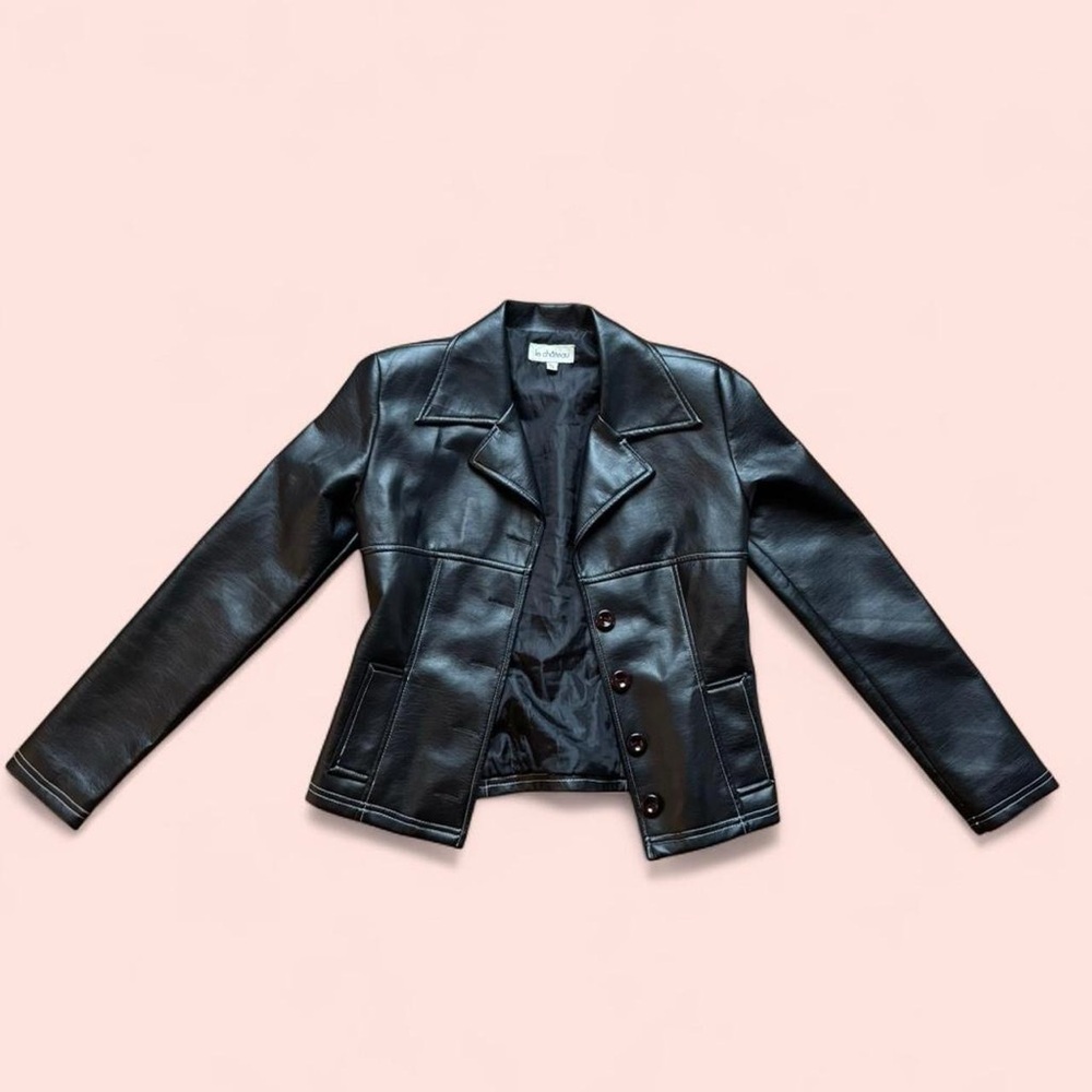 Le Chateau 90s Black Leather Women's Jacket